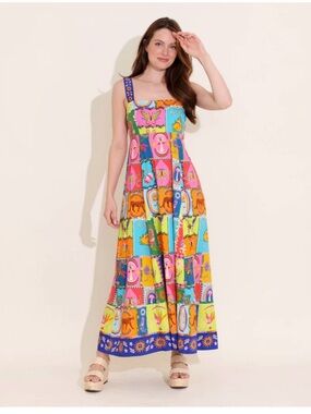 Alden Aldair Nirvana Bright Multicolor Patchwork Maxi Dress - Sleeveless